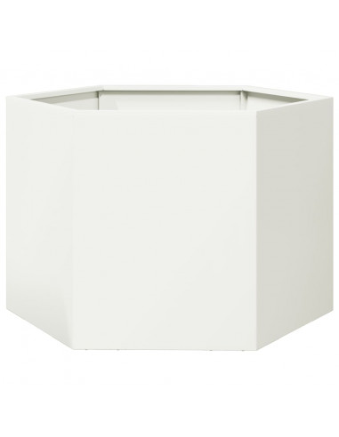 Fioriera da Giardino Bianca Esagono 69x60x45 cm in Acciaio