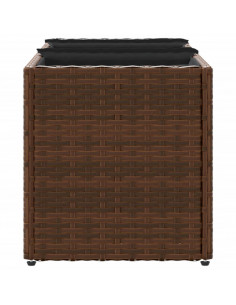 Fioriera da Giardino con 3 Vasi Marrone 105x30x32 cm Polyrattan