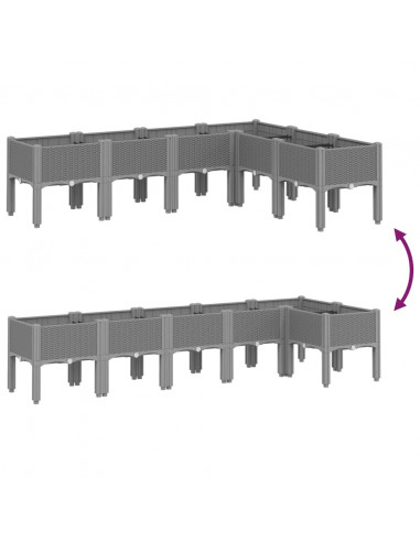 Fioriera da Giardino con Gambe Grigio Chiaro 160x120x42 cm PP