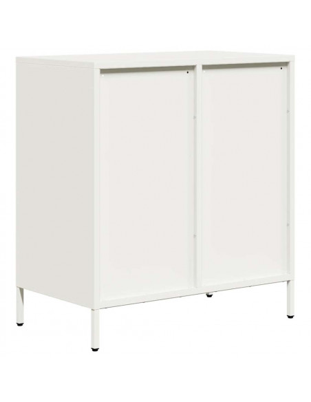 Credenza Bianca 68x39x73,5 cm in Acciaio Laminato a Freddo