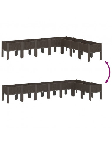 Fioriera da Giardino con Gambe Marrone 200x160x42 cm in PP