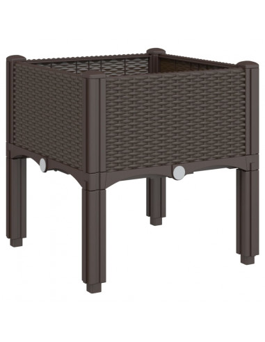 Fioriera da Giardino con Gambe Marrone 40x40x42 cm in PP