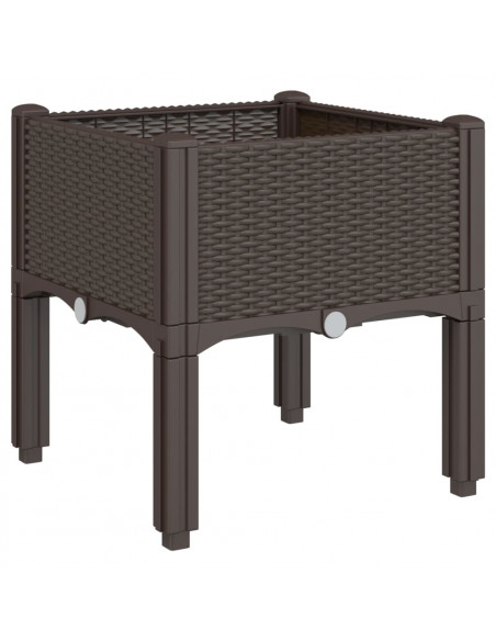 Fioriera da Giardino con Gambe Marrone 40x40x42 cm in PP