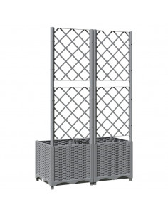 Fioriera da Giardino con Graticcio Grigio Chiaro 80x40x136cm PP