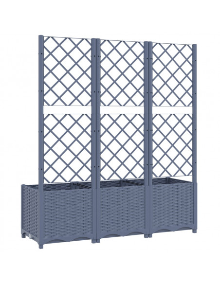 Fioriera da Giardino con Graticcio Grigio Scuro 120x40x136cm PP