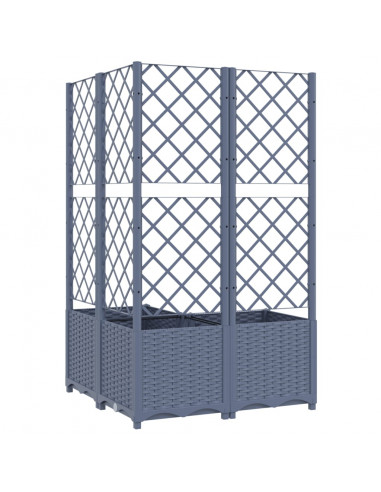 Fioriera da Giardino con Graticcio Grigio Scuro 80x80x136 cm PP