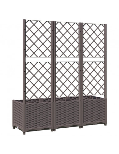 Fioriera da Giardino con Graticcio Marrone 120x40x136 cm in PP