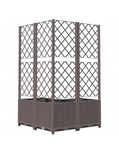 Fioriera da Giardino con Graticcio Marrone 80x80x136 cm in PP