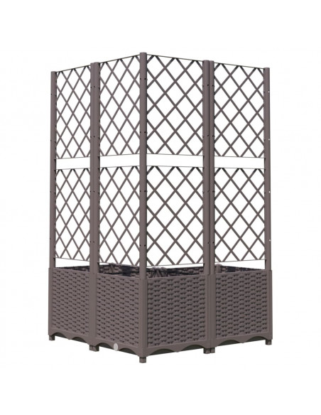 Fioriera da Giardino con Graticcio Marrone 80x80x136 cm in PP