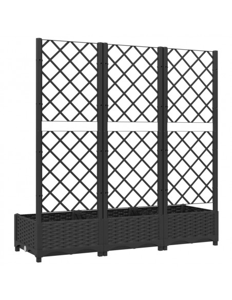 Fioriera da Giardino con Graticcio Nero 120x40x121,5 cm in PP
