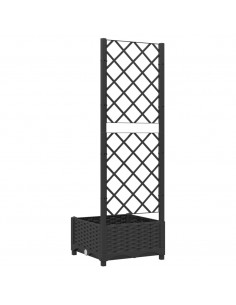 Fioriera da Giardino con Graticcio Nero 40x40x121,5 cm in PP