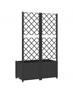Fioriera da Giardino con Graticcio Nero 80x40x136 cm in PP 2