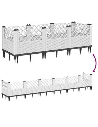 Fioriera da Giardino con Picchetti Bianca 123,5x43,5x43,5 cm PP