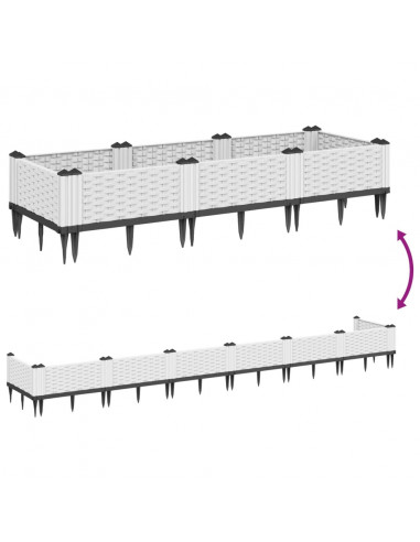 Fioriera da Giardino con Picchetti Bianca 125x40x28,5 cm PP