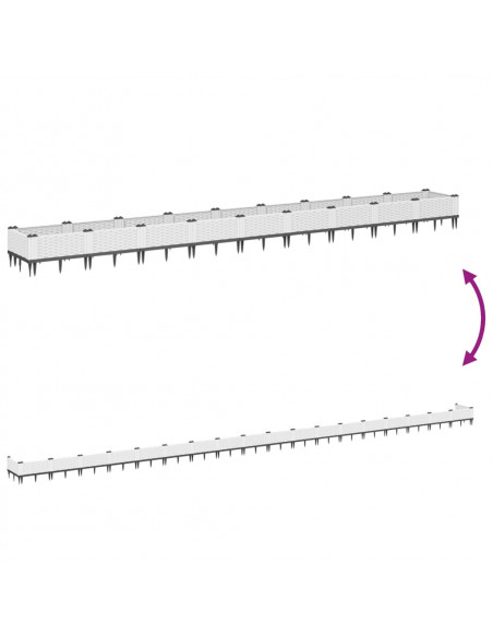 Fioriera da Giardino con Picchetti Bianca 362,5x42,5x28,5 cm PP