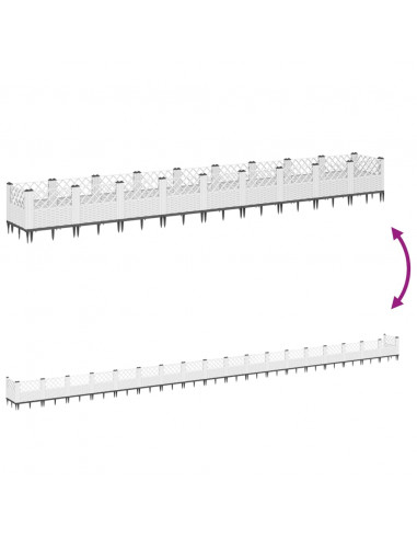 Fioriera da Giardino con Picchetti Bianca 363,5x43,5x43,5 cm PP