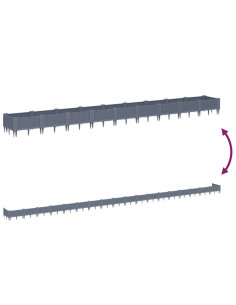 Fioriera da Giardino con Picchetti Grigia 362,5x42,5x28,5 cm PP 2