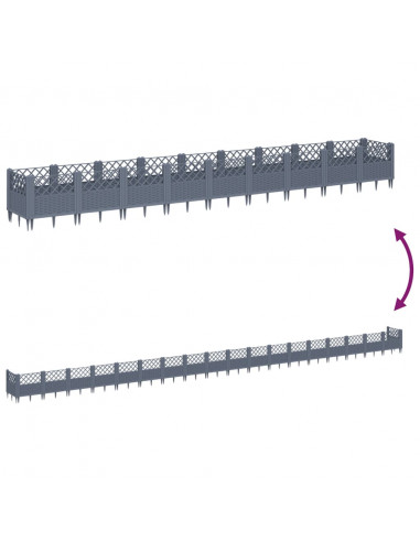 Fioriera da Giardino con Picchetti Grigia 363,5x43,5x43,5 cm PP