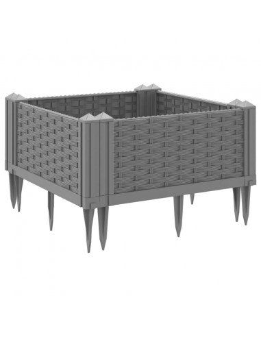 Fioriera da Giardino con Picchetti Grigia 42,5x42,5x28,5 cm PP