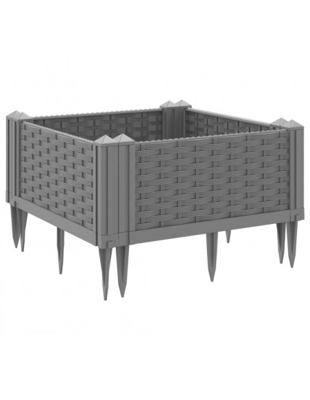 Fioriera da Giardino con Picchetti Grigia 42,5x42,5x28,5 cm PP