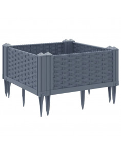 Fioriera da Giardino con Picchetti Grigia 42,5x42,5x28,5 cm PP