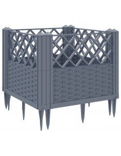 Fioriera da Giardino con Picchetti Grigio 43,5x43,5x43,5 cm PP 2