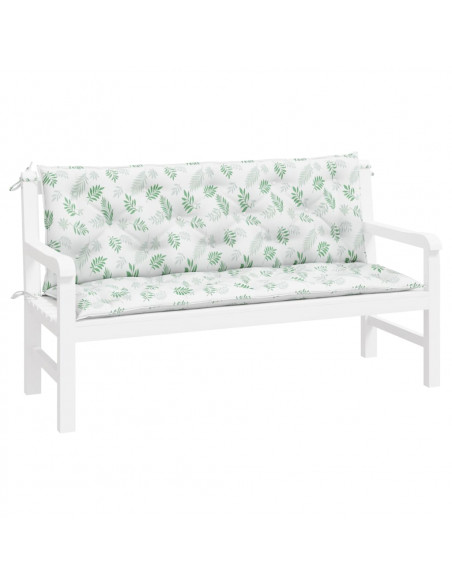 Cuscini Panca Giardino 2 pz Motivo a Foglie 150x50x7 cm Tessuto