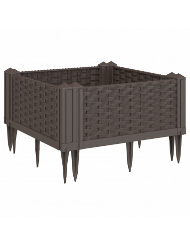 Fioriera da Giardino con Picchetti Marrone 42,5x42,5x28,5 cm PP