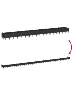 Fioriera da Giardino con Picchetti Nera 362,5x42,5x28,5 cm PP