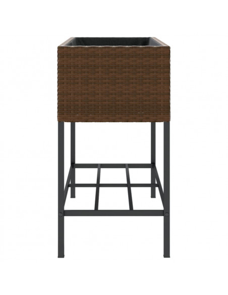 Fioriera da Giardino con Ripiano Marrone in Polyrattan