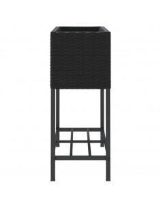 Fioriera da Giardino con Ripiano Nera in Polyrattan 2