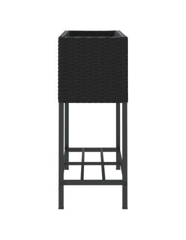 Fioriera da Giardino con Ripiano Nera in Polyrattan