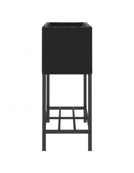 Fioriera da Giardino con Ripiano Nera in Polyrattan