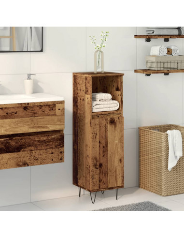 Armadietto Bagno Legno Antico 30x30x100 cm in Legno Multistrato