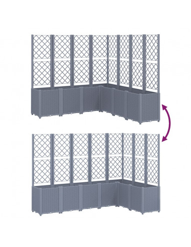 Fioriera da Giardino con Traliccio Grigia 160x160x140 cm in PP
