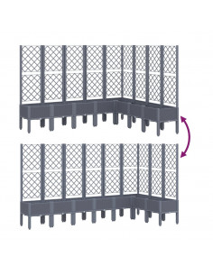Fioriera da Giardino con Traliccio Grigia 200x160x142 cm in PP 2