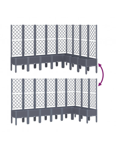 Fioriera da Giardino con Traliccio Grigia 200x160x142 cm in PP