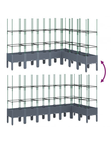 Fioriera da Giardino con Traliccio Grigia 200x160x142,5cm in PP