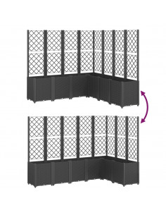 Fioriera da Giardino con Traliccio Nera 160x160x140 cm in PP