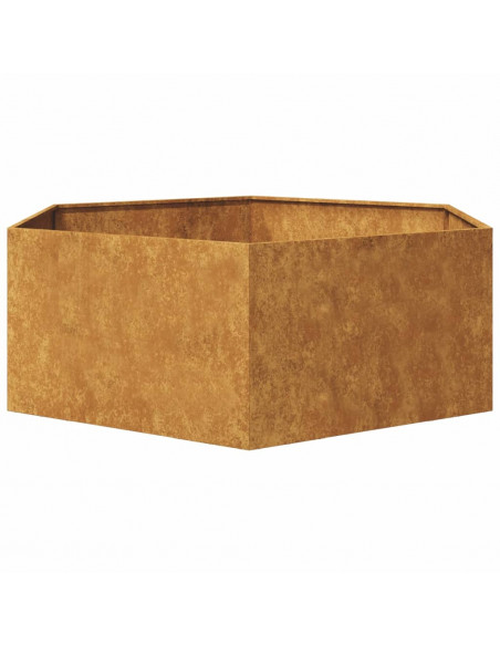 Fioriera da Giardino Esagono 138x120x45 cm in Acciaio Corten