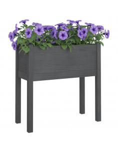 Fioriera da Giardino Grigia 70x31x70 cm Legno Massello di Pino 2