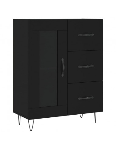 Credenza Nera 69,5x34x180 cm in Legno Multistrato