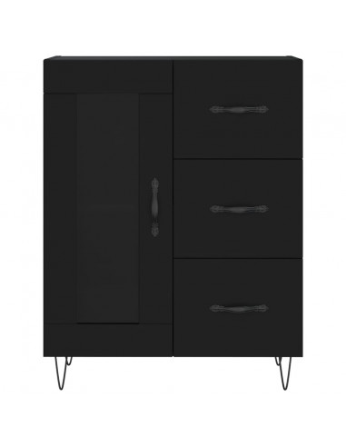Credenza Nera 69,5x34x180 cm in Legno Multistrato