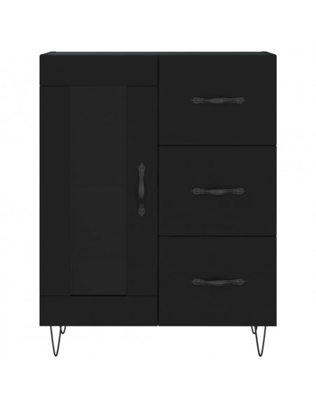 Credenza Nera 69,5x34x180 cm in Legno Multistrato