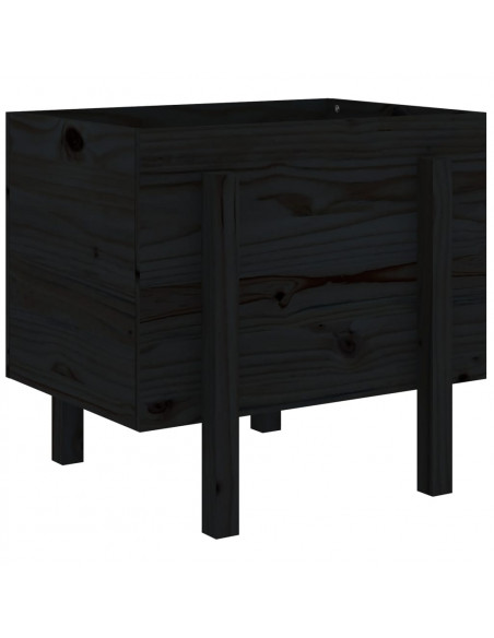 Fioriera da Giardino Nera 62x50x57 cm in Legno Massello di Pino