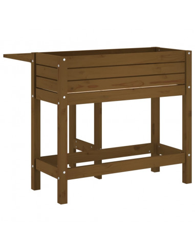 Fioriera da Giardino Piano Pieghevole Miele Legno Massello Pino