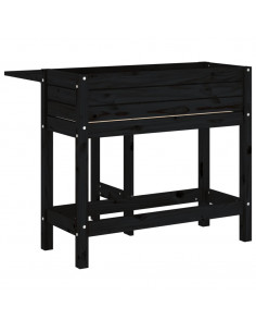 Fioriera da Giardino Piano Pieghevole Nera Legno Massello Pino 2