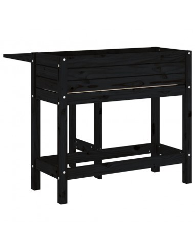 Fioriera da Giardino Piano Pieghevole Nera Legno Massello Pino