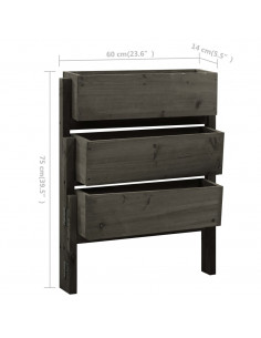 Fioriera da Giardino Pieghevole Grigia 60x14x75 cm Legno Abete 2