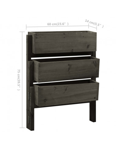 Fioriera da Giardino Pieghevole Grigia 60x14x75 cm Legno Abete